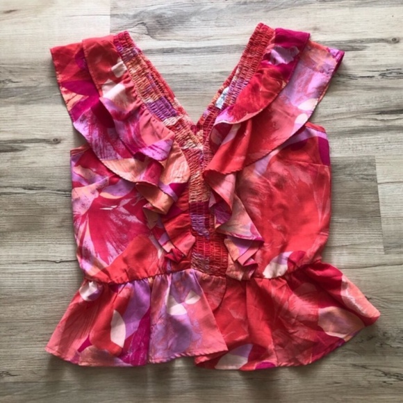 Sofia by Sofia Vergara Pink and Red Ruffle Blouse - Picture 2 of 7